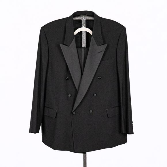Vintage ACTWU Union Made Pierre Balmain Double Breasted Tuxedo 48 REG 100% Wool - Picture 1 of 16